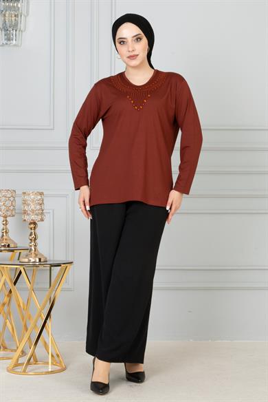 Kadın Turuncu Anne Penye Bluz