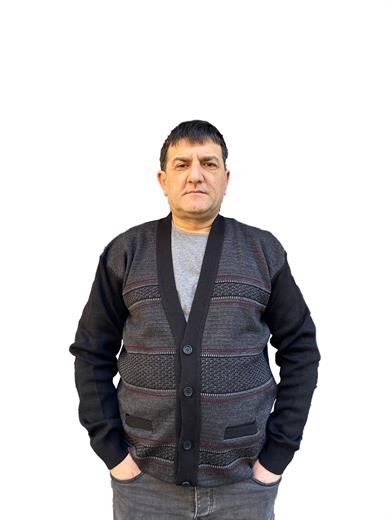 Baba Desenli Düğmeli Kışlık Hırka