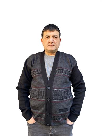 Baba Desenli Düğmeli Kışlık Hırka