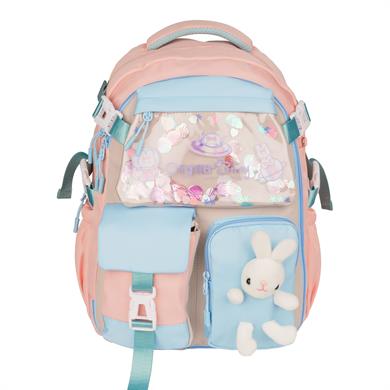 Kız Çocuk Kawaii Kore Tarzı Tavşan Figürlü Pembe İlkokul ve Ortaokul Sırt Çantası