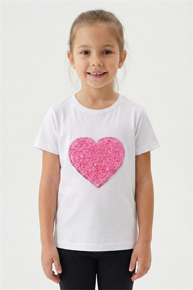 Kız Çocuk Pembe Kalp Tişört 23 Nisan 29 Ekim Gösteri Tişört