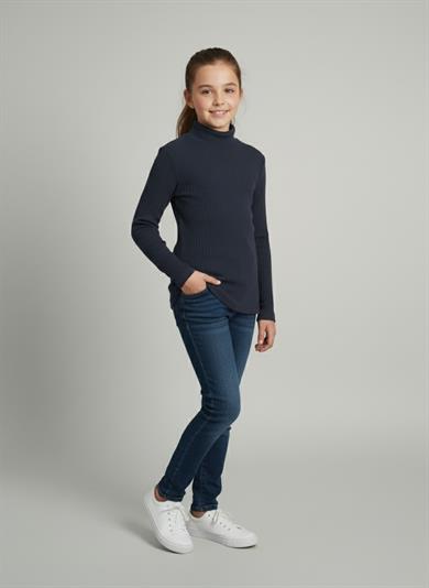 Kız ve Erkek Çocuk Pembe Fitilli Yarım Balıkçı Yaka Uzun Kollu Body İçlik