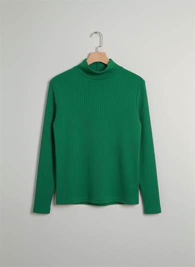 Kız ve Erkek Çocuk Yeşil Fitilli Yarım Balıkçı Yaka Uzun Kollu Body İçlik