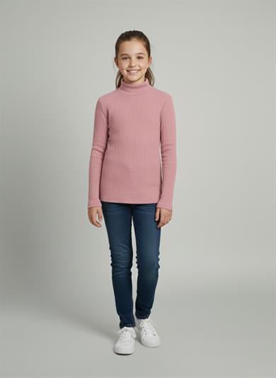 Kız ve Erkek Çocuk Pembe Fitilli Yarım Balıkçı Yaka Uzun Kollu Body İçlik