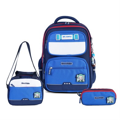 Relaxion 1814 Lacivert Erkek Çocuk 3lü İlkokul Çanta Seti Ortopedik & Geniş İç Hacim Su Geçirmez