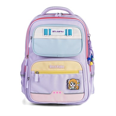 Relaxion 1814 Lila Kız Çocuk 3lü İlkokul Çanta Seti Ortopedik & Geniş İç Hacim Su Geçirmez