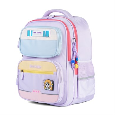 Relaxion 1814 Lila Kız Çocuk 3lü İlkokul Çanta Seti Ortopedik & Geniş İç Hacim Su Geçirmez