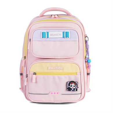 Relaxion 1814 Pembe Kız Çocuk 3lü İlkokul Çanta Seti Ortopedik & Geniş İç Hacim Su Geçirmez