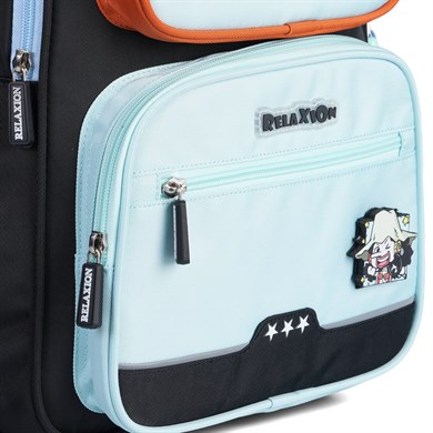 Relaxion 1814 Siyah Mavi Erkek Çocuk 3lü İlkokul Çanta Seti Ortopedik & Geniş İç Hacim Su Geçirmez