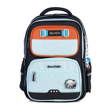 Relaxion 1814 Siyah Mavi Erkek Çocuk 3lü İlkokul Çanta Seti Ortopedik & Geniş İç Hacim Su Geçirmez