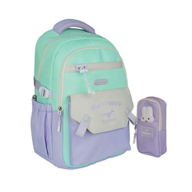 Relaxion Çocuk Lila Renkli Kore Tarzı Su Geçirmez Okul Sırt Çantası ve Kalemlik Seti