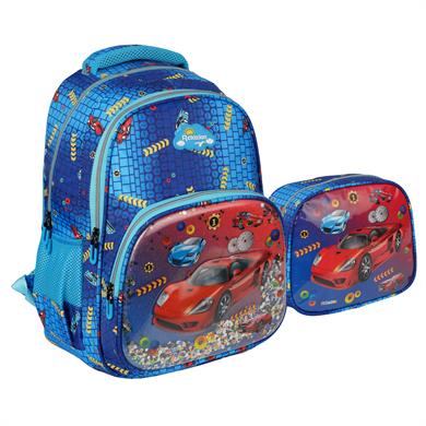 Relaxion Erkek Çocuk Araba Desenli Kabartmalı Beslenme Çantalı Okul Çantası