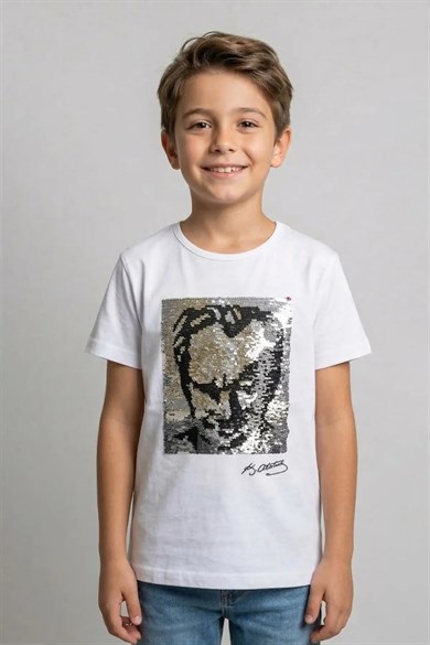 Unısex Çocuk Basic  Atatürk Bayra Baskılı Kısa Kollu  23 Nisan 10 Kasım 29 Ekim Okul Gösteri Tişört