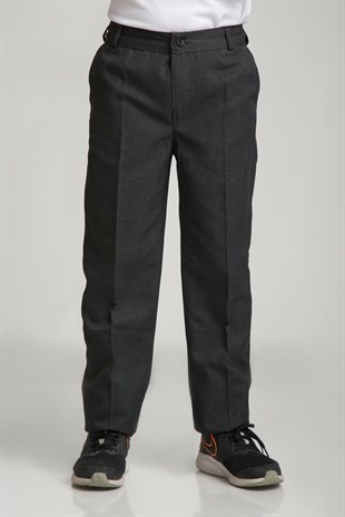 UNISEX ÇOCUK BELİ LASTİKLİ FÜME OKUL  KUMAŞ PANTOLON