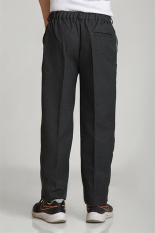 UNISEX ÇOCUK BELİ LASTİKLİ FÜME OKUL  KUMAŞ PANTOLON