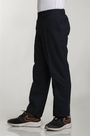 UNISEX ÇOCUK BELİ LASTİKLİ LACİVERT KUMAŞ PANTOLON