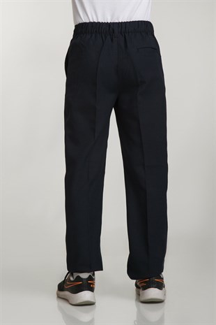 UNISEX ÇOCUK BELİ LASTİKLİ LACİVERT KUMAŞ PANTOLON