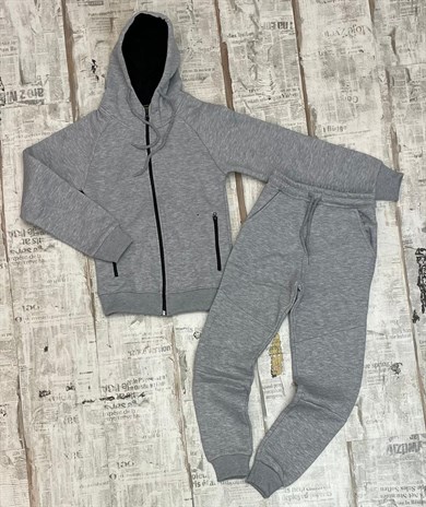 Unisex Çocuk Fermuarlı Üst Paça Lastik Eşofman Alt 3 iplik Eşofman Takım