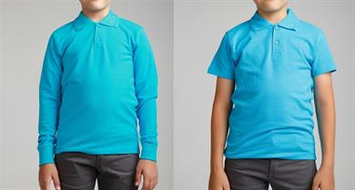 Unısex Çocuk Kısa - Uzun Kol Normal Kalıp Polo Yaka Düz Renk Okul Penye Lakost T-shirt 2li Paket