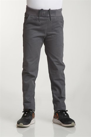 UNISEX ÇOCUK RIBANA BEL CANVAS OKUL PANTOLONU