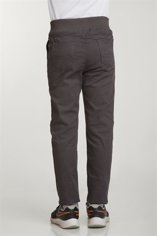 UNISEX ÇOCUK RIBANA BEL FÜME CANVAS OKUL PANTOLONU