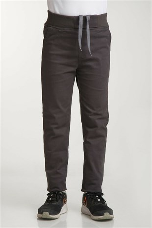 UNISEX ÇOCUK RIBANA BEL FÜME CANVAS OKUL PANTOLONU
