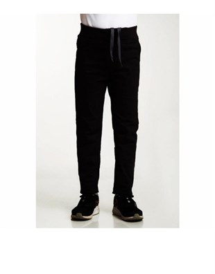 UNISEX ÇOCUK RIBANA BEL  SİYAH CANVAS OKUL PANTOLONU