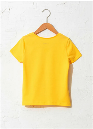 UNISEX ÇOCUK  YUVARLAK YAKA SARI KISA KOL PENYE T-SHIRT