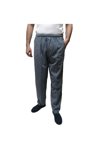 UNISEX HAM BEZ YAZLIK RAHAT ACIK GRİ  KETEN PANTOLON