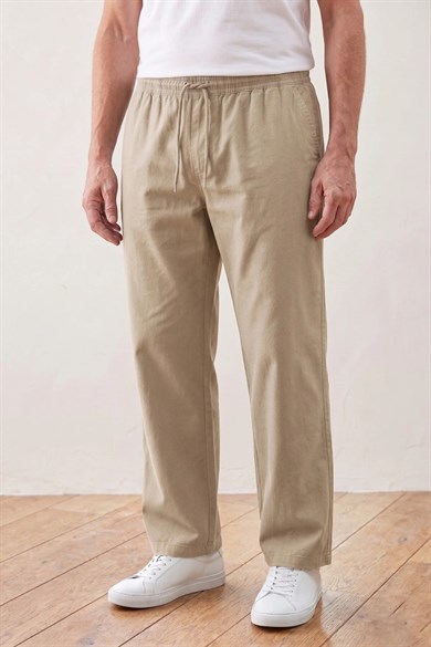 UNISEX HAM BEZ YAZLIK RAHAT KETEN PANTOLON