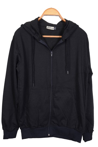 Unısex Kapüşonlu Fermuarlı Cepli Ince Penye BEYAZ Basic Sweatshırt Hırka