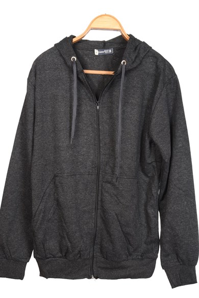 Unısex Kapüşonlu Fermuarlı Cepli Ince Penye BEYAZ Basic Sweatshırt Hırka