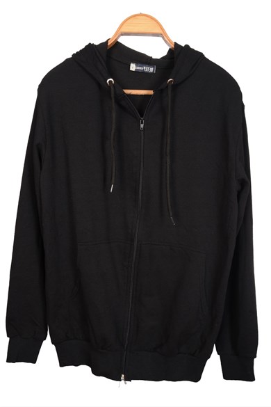 Unısex Kapüşonlu Fermuarlı Cepli Ince Penye BEYAZ Basic Sweatshırt Hırka