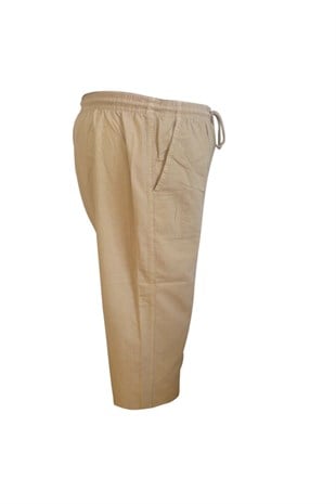 UNISEX KETEN KUMAŞ HAM BEZ YAZLIK RAHAT BERMUDA KAPRİ