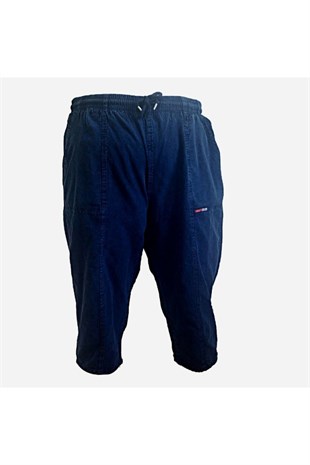 UNISEX KETEN KUMAŞ HAM BEZ YAZLIK RAHAT LACİVERT BERMUDA KAPRİ