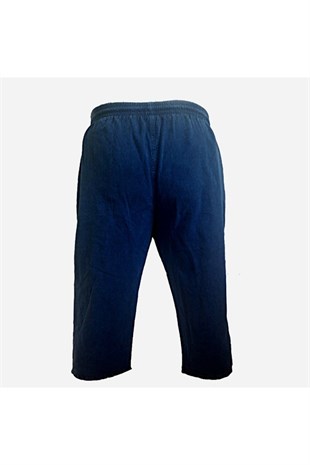 UNISEX KETEN KUMAŞ HAM BEZ YAZLIK RAHAT LACİVERT BERMUDA KAPRİ