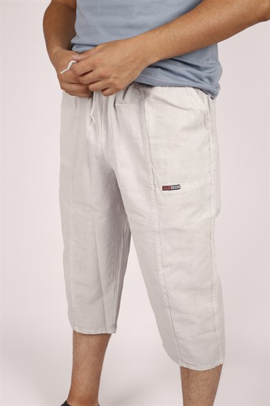 UNISEX KETEN KUMAŞ HAM BEZ YAZLIK RAHAT LACİVERT BERMUDA KAPRİ
