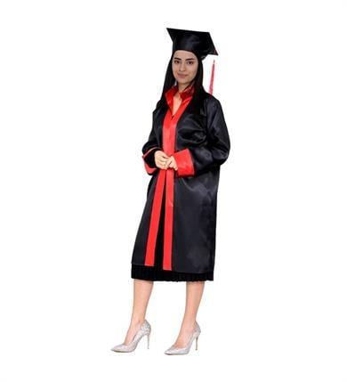 Unisex Lise Mezuniyet Cübbesi Bordo Kırmızı Şeritli