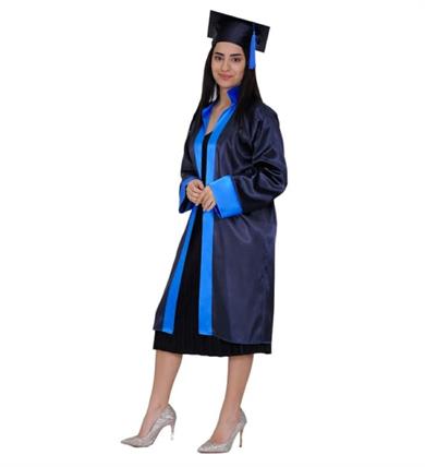 Unisex Lise Mezuniyet Cübbesi Mavi Şeritli