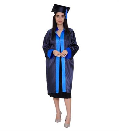 Unisex Lise Mezuniyet Cübbesi Mavi Şeritli