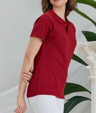 UNISEX POLO YAKA KISA KOL BORDO T-SHIRT