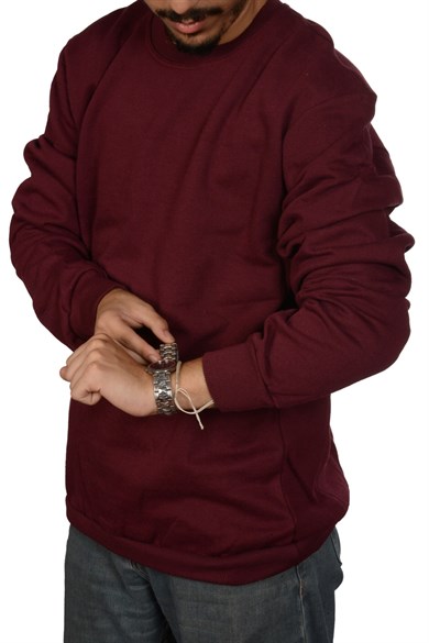 UNISEX YUVARLAK YAKA RAHAT KALIP BASİC DÜZ RENK MODEL UZUN KOL BİSİKLET YAKA SWEATSHİRT