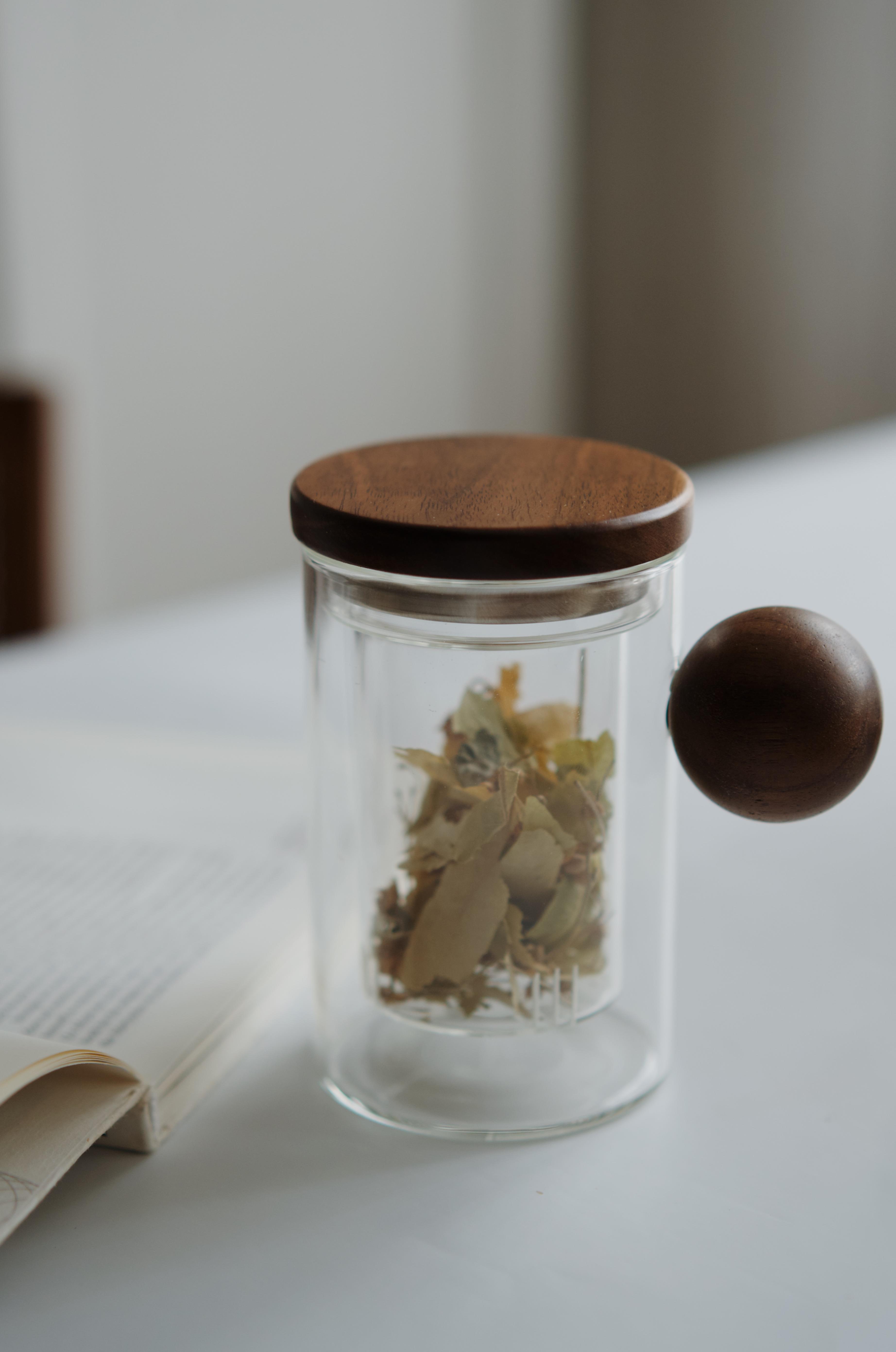 03 Akasya Top Saplı ve Kapaklı Cam Demlik (Borosilikat Cam)