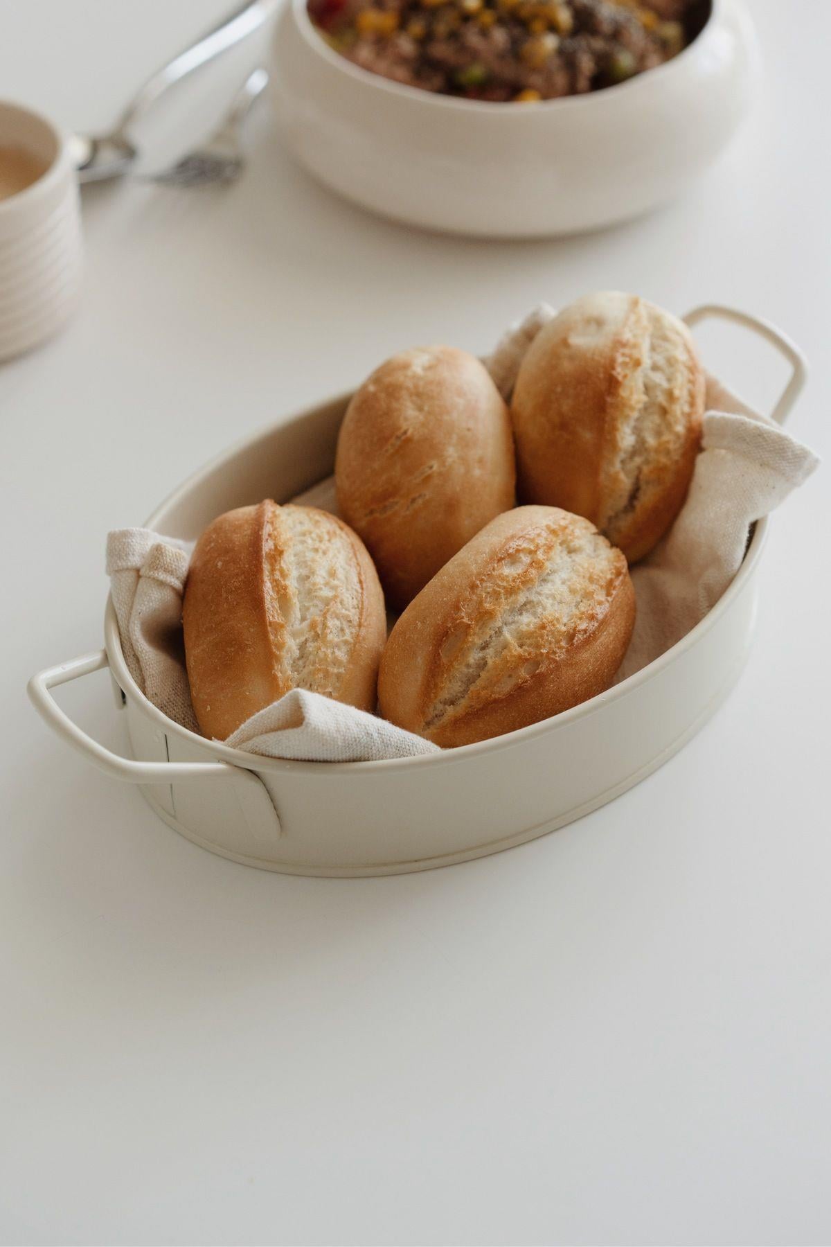 2li Galvaniz Oval Krem Mini Ekmeklik / Tepsi