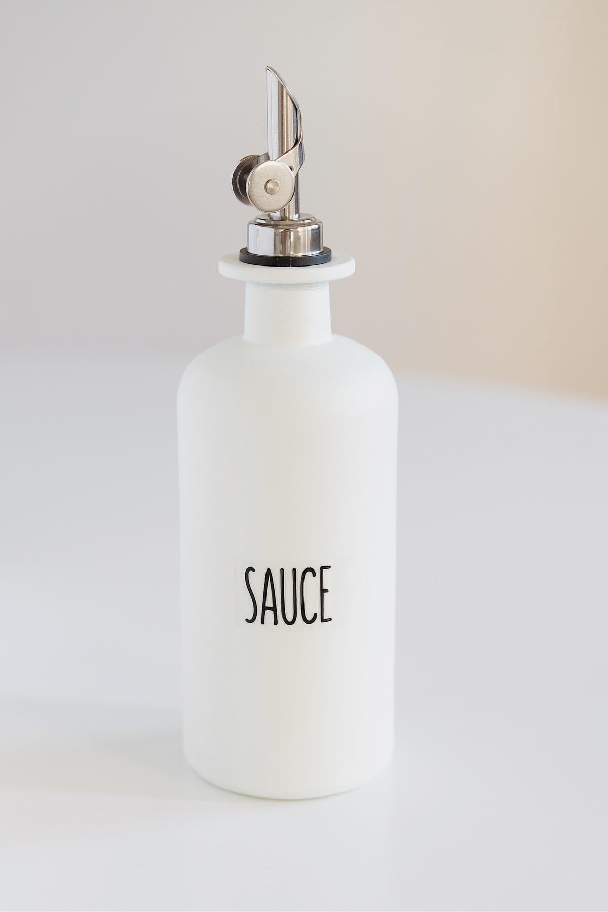 2li Gümüş Başlıklı Mat Beyaz Cam Yağdanlık Seti - 4 adet Etiketli - 500ML