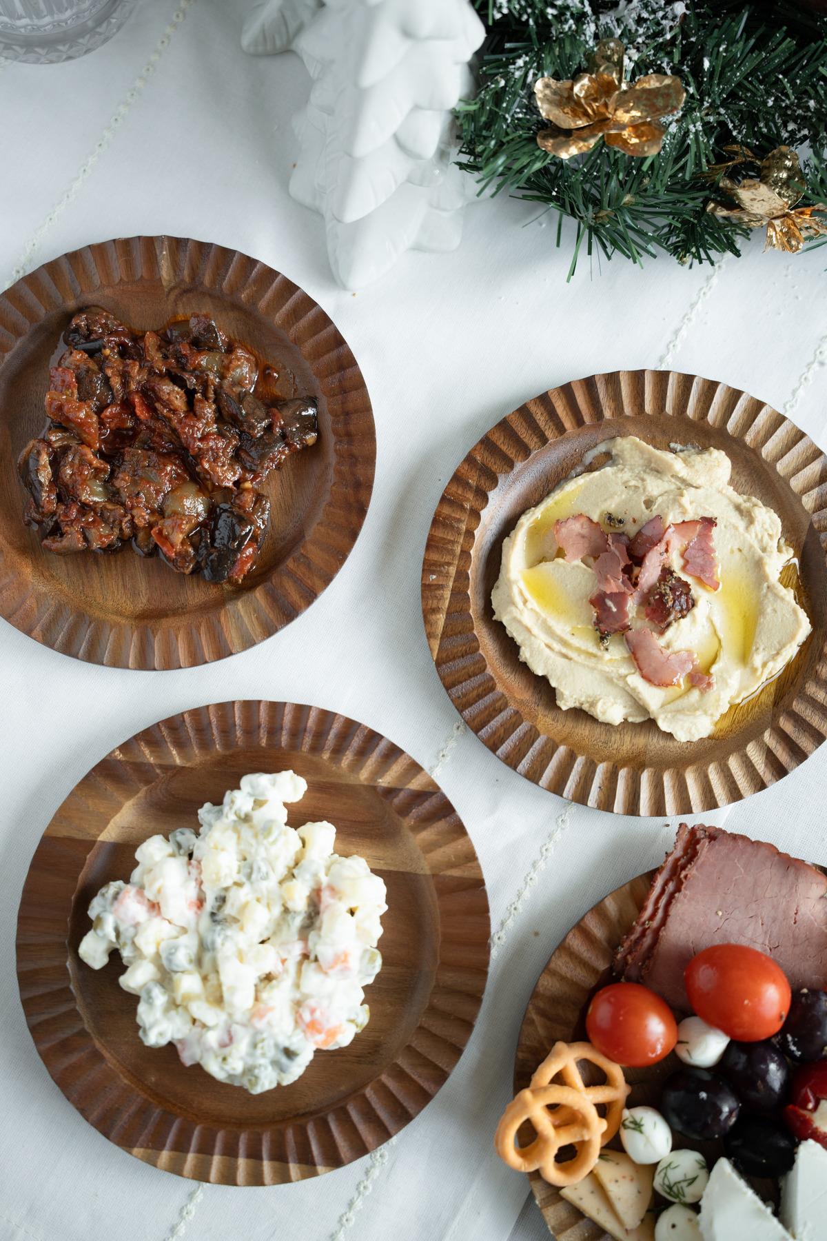 4lü Akasya Kenar Detaylı Meze Tabağı