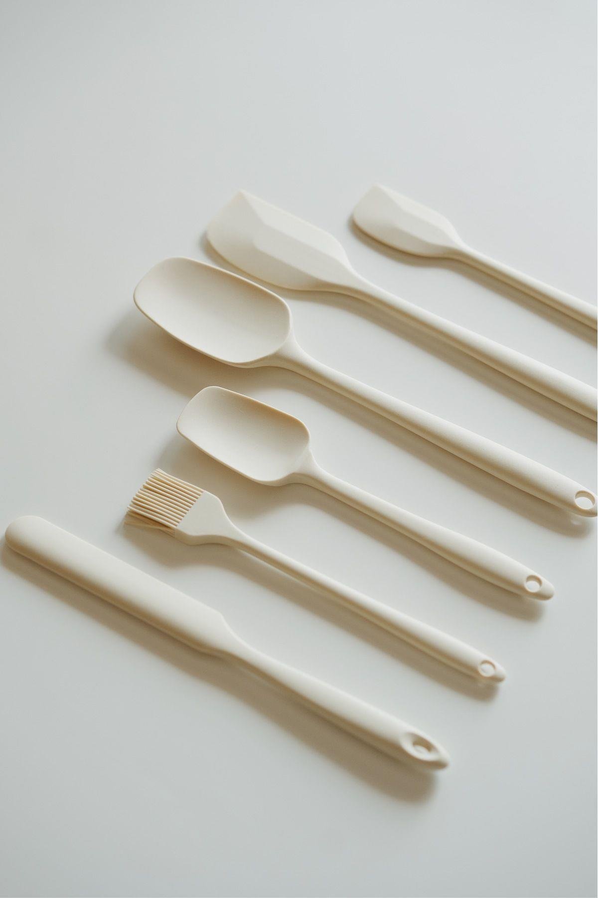 6'lı Krem Silikon Isıya dayanıklı Mutfak Seti