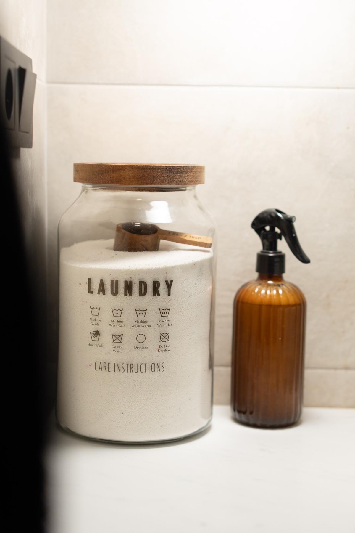 Akasya Kapaklı & Ölçek Kaşıklı Cam Saklama Kavanozu / Deterjanlık / Storage (4000 ml)