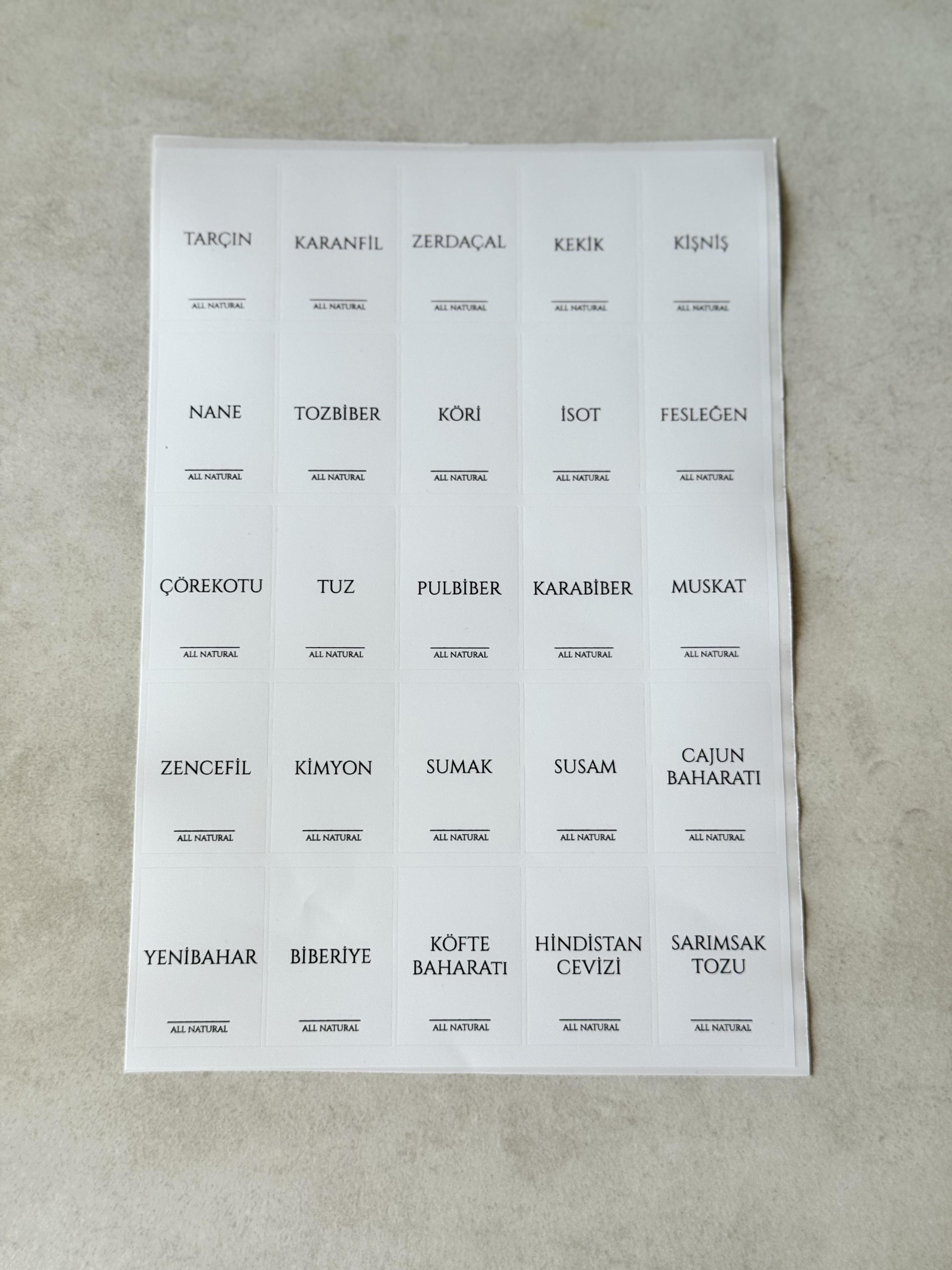 Bambu Standlı ve Bambu Kapaklı 12li Kare Baharatlık Seti (25 adet etiket)