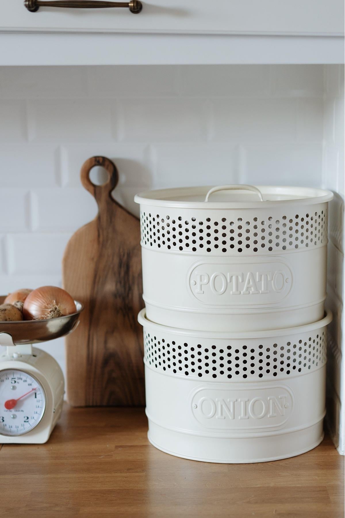 Galvaniz Soft Krem İki Katlı Patates & Soğan Saklama Kovası